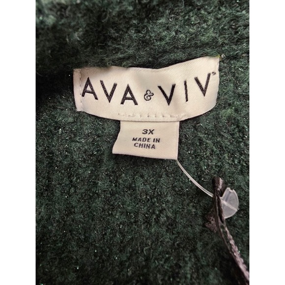 Ava & Viv Womens 3X Green La Holiday Graphic Knit Sweater Pullover 021 08 1470 - Picture 4 of 6